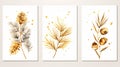 Set of watercolor aesthetic minimalistic Christmas greeting cards. Generative AI