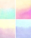 Set of watercolor backgrounds in natural pastel colors. light turquoise, yellow, pink, colors, hand painted illustration Royalty Free Stock Photo