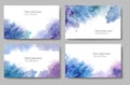 Set of watercolor banners with blot, drop, isolated on white background. Headline design. Hand drawn. Red, violet and