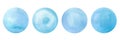 A set of watercolor blue circles, isolated spots on a white background. Hand-drawn.