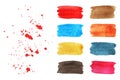 Set of watercolor brush strokes and splashes Royalty Free Stock Photo