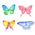 set of watercolor butterflies isolated on white Royalty Free Stock Photo