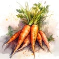 Set of watercolor carrots. Isolated illustration. Generative AI