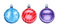 Set of watercolor Christmas tree decorations Royalty Free Stock Photo