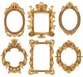 Set of Watercolor circle and flower shaped frames