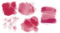 A set of watercolor colored spots. Red Viva Magenta water spots on a white background.