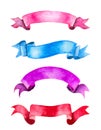 Set of watercolor colorful ribbons Royalty Free Stock Photo