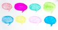 Set of watercolor colorful speech bubbles or conversation clouds, Hand drawn speech bubbles watercolor brush illustration Royalty Free Stock Photo