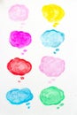 Set of watercolor colorful speech bubbles or conversation clouds, Hand drawn speech bubbles watercolor brush illustration Royalty Free Stock Photo