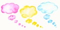 Set of watercolor colorful speech bubbles or conversation clouds Royalty Free Stock Photo