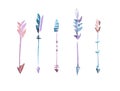 Set of watercolor colorfull arrows