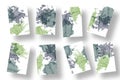 Set of watercolor company identify cards. Vector illustrated bright tags Royalty Free Stock Photo