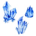 Set of watercolor crystals, natural decoration crystals collecti