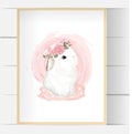 Set of watercolor cute bunny illustration with rose flower. Suitable for souvenirs, book covers, wall frames, stickers, shirt desi Royalty Free Stock Photo