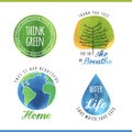 Set of watercolor environmental labels