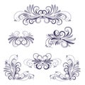 Set of watercolor floral disign elements