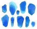 Set of watercolor gemstone shapes on white