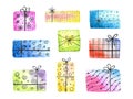 Set of watercolor gift boxes Royalty Free Stock Photo