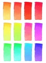 Set of 16 Watercolor gradient fill for background. Texture of watercolor paper. A vertical rectangle bounded by a line of drawing