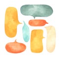 Set of watercolor hand drawn speech bubbles Royalty Free Stock Photo