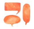 Set of watercolor hand drawn speech bubbles Royalty Free Stock Photo