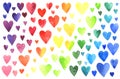 Set of watercolor hearts.