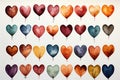 Set of watercolor hearts in different colors on a light background. Vector illustration. AI Generated Generative AI Royalty Free Stock Photo