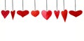 Set of watercolor red hearts on white background. Hand draw Royalty Free Stock Photo