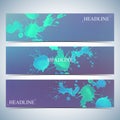 Set of watercolor horizontal backgrounds. Modern business presentation design with place for your text. Vector Illustration Royalty Free Stock Photo