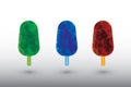 A set of watercolor ice creams vector on white background of different colors illustration