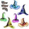 Set of watercolor Magic old hats