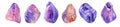 Set watercolor mineral crystal pink purple quartz and amethyst isolated on white background. Hand-drawn treasure Royalty Free Stock Photo