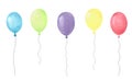 A set of watercolor multicolored balloons isolated on a white background. Hand-drawn. Royalty Free Stock Photo