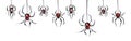 Set of watercolor painted funny cartoon spiders. For the design of cards, gags, invitations