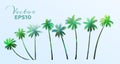 Set of watercolor palm trees . Coconut plant isolated. Vector illustration Royalty Free Stock Photo