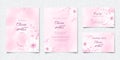 Set of watercolor pink floral wedding invitation card Royalty Free Stock Photo