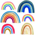 Set of watercolor rainbows isolated