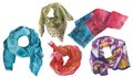 Set of watercolor scarves