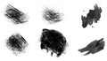 Set of 6 black watercolor blots and spots brushes for painting Royalty Free Stock Photo