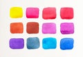 Set of watercolor spot on white background. Color shade collection. Multicolored colorful watercolor brush