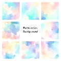 Set of watercolor backgrounds. Colorful artistic hand painted backgrounds. Royalty Free Stock Photo