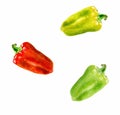 Set of watercolor vegetable bell pepper closeup isolated on white background.