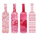 Set of watercolor wine bottles Royalty Free Stock Photo