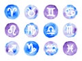 Set of watercolor zodiac symbols. Astrological icons isolated on white background Royalty Free Stock Photo