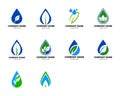 Set of Waterdrop leaf logo icon design template element Royalty Free Stock Photo