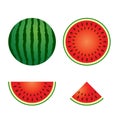 Set of Watermelon Fruit in Whole and Sliced Royalty Free Stock Photo