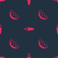Set Watermelon and Hot chili pepper on seamless pattern. Vector Royalty Free Stock Photo