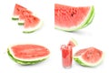 Set of Watermelon isolated on a white cutout Royalty Free Stock Photo