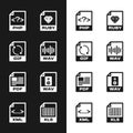 Set WAV file document, GIF, PHP, RUBY, PDF and icon. Vector Royalty Free Stock Photo
