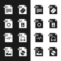 Set WAV file document, RAW, TXT, MSG, MP3, WMA and TIFF icon. Vector Royalty Free Stock Photo